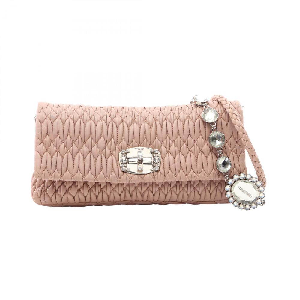 Miu Miu Matelasse Shoulder Bag Leather Pink